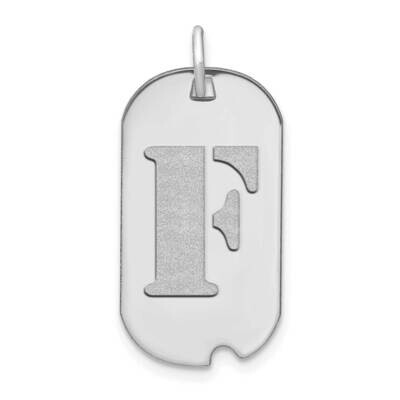 Letter F Initial Dog Tag Pendant 14k White Gold Polished YC1439WF, MPN: YC1439WF, 196904088210