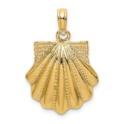 2-D Scallop Shell Charm 14k Gold Textured K7657, MPN: K7657, 637218012190