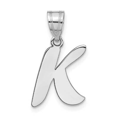 Script Letter K Initial Pendant 14k White Gold Polished YC1438WK, MPN: YC1438WK, 196904085691