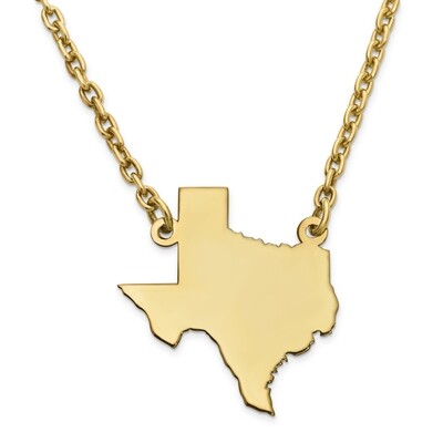 Texas State Pendant Necklace with Chain 14k Yellow Gold Engravable XNA706Y-TX, MPN: XNA706Y-TX, 886…