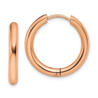 Rose Ip-Plated 3mm Hinged Hoop Earrings Stainless Steel Polished SRE1482, MPN: SRE1482, 191101867316
