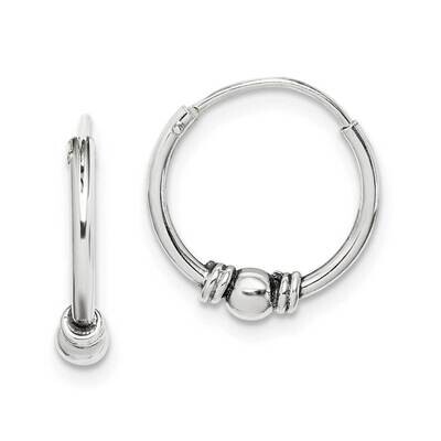 Beaded Hoop Earrings Sterling Silver Antiqued QE14200, MPN: QE14200, 886774022574