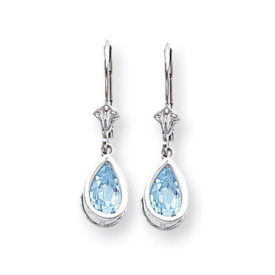 8x5mm Pear Blue Topaz Leverback Earrings 14k White Gold XLB103WBT, MPN: XLB103WBT, 883957227047
