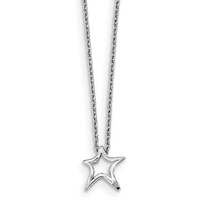 Star Necklace Diamond Sterling Silver QW443-18, MPN: QW443-18, 886774759555