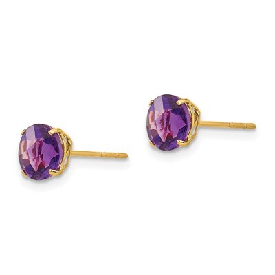 Round Amethyst 6mm Post Earrings - 14k Gold SE2279 by Madi K, MPN: SE2279, 886774997841