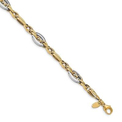 Leslie&#39;s Link Bracelet 14k Two-tone Gold Polished HB-LF1397-7.5, MPN: LF1397-7.5, 191101745218