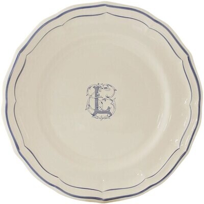 Gien Monogram Filet Bleu Dinner Plate Letter L 1710AEXL22, MPN: 1710AEXL22, 840769019246