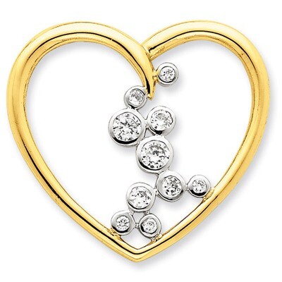 CZ &amp; Vermeil Heart Slide Sterling Silver QP1463