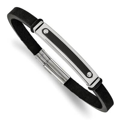 Black Ip-Plated Black Rubber 8.25 Inch Bracelet Stainless Steel Polished SRB2386-8.25, MPN: SRB2386…