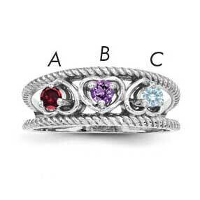 Synthetic Family Jewelry Ring Sterling Silver Rhodium-plated XMR65/3SS-5, MPN: XMR65_3W--6, 8867743…