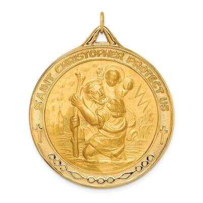 Extra Large Round St. Christopher Medal 14k Gold Solid Polished Satin XR1799, MPN: XR1799, 88395773…