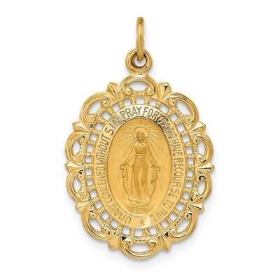 Medium Fancy Pierced Oval Miraculous Medal 14k Gold Solid Polished Satin XR1763, MPN: XR1763, 88395…