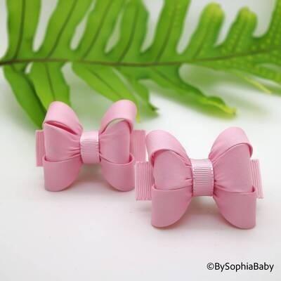 Light Pink Baby Bow Pig Tail Baby Bow Light Pink Hair Bow Small Baby Bow Hair Clip Flower Girl Baby…