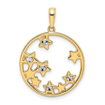 Stars Pendant 14k Gold &amp; White Rhodium Diamond-Cut M2980, MPN: M2980, 196904083307