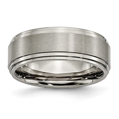 Double Step Ridged Edge 8mm Satin and Polished Band Titanium TB161 by Chisel, MPN: TB161, 883957786…