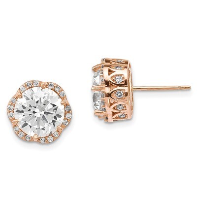 CZ Post Earrings 10k Rose Gold Polished 10YC386R, MPN: 10YC386R, 191101021992