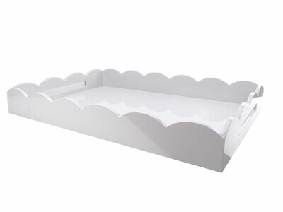 Addison Ross Large White Scalloped Edge Tray 26 x 17 Inch Lacquer TR3000, MPN: TR3000, UPC/EAN: 502…