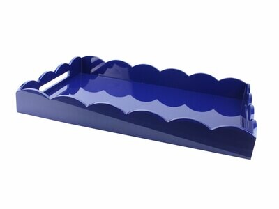 Addison Ross Navy Scalloped Edge Tray 17 x 13 Inch Lacquer TR3503, MPN: TR3503, UPC/EAN: 5024043193…