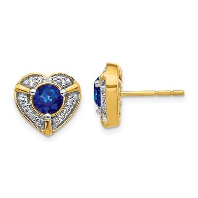 Sapphire Fancy Heart Earrings 14k Gold Diamond EM3921-SA-021-YA, MPN: EM3921-SA-021-YA, 191101836534