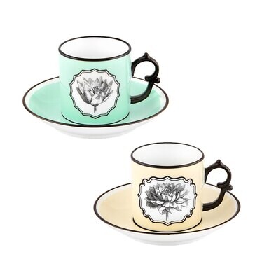 Vista Alegre Christian Lacroix Herbariae Set 2 Coffe Cups and Saucer Yellow and Green 21133533, MPN…