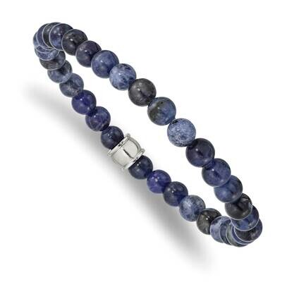Blue Sodalite Stretch Bracelet Stainless Steel Polished SRB2520, MPN: SRB2520, 191101859816