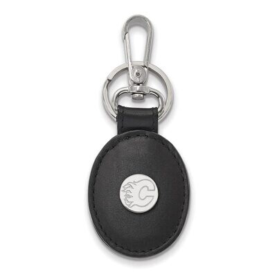 Calgary Flames Black Leather Oval Key Chain Sterling Silver SS010FLA-K1, MPN: SS010FLA-K1, 88677474…