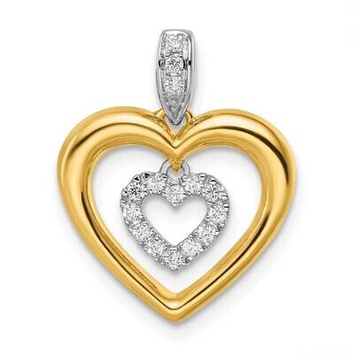 Si1/Si2, G H I, Dangle Heart In Heart Pendant 14k Gold Lab Grown Diamond PM9140-016-YWLG, MPN: PM91…
