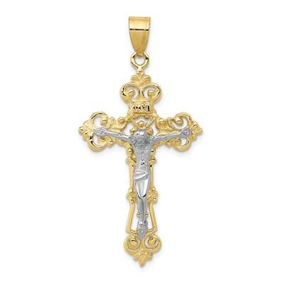 Two-Tone Inri Fleur De Lis Crucifix Pendant 10k Gold 10C242, MPN: 10C242, 196904100851