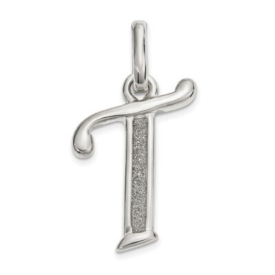 Glitter Enamel Letter T Pendant Sterling Silver Polished QC9181T, MPN: QC9181T, 886774091990