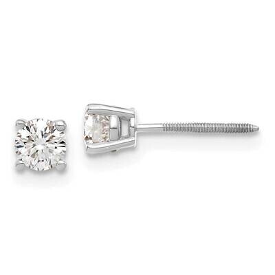 1/2ct. 4.0mm Round G H I True Light Moissanite Screwback Earrings 14k White Gold WG327-6MT, MPN: WG…