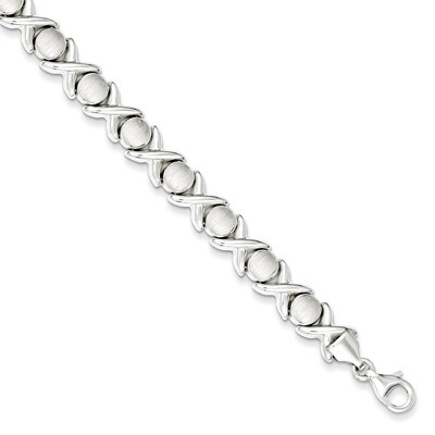 8 Inch Satin X O Bracelet Sterling Silver Polished QG3305-8, MPN: QG3305-8, 191101192975