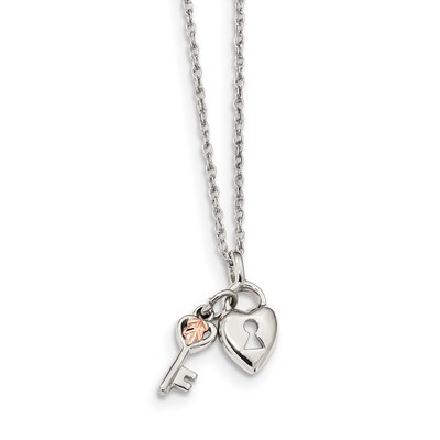 Accents Heart &amp; Key Necklace 9.5 Inch 12k Gold Sterling Silver QBH261-18, MPN: QBH261-18, 784715283…