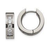 CZ 5.00mm Hinged Hoop Earrings Titanium Polished TBE1298 by Chisel, MPN: TBE1298, 191101866715