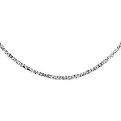 CZ Diamond 18 Inch Necklace Sterling Silver Rhodium Plated QCM1433-18, MPN: QCM1433-18, 191101114519