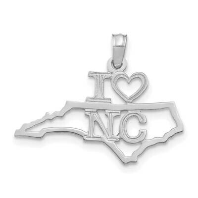 North Carolina State Pendant 14k White Gold Solid D1175W, MPN: D1175W,