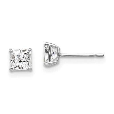 4mm Square CZ Diamond Post Earrings 14k White Gold XD37WCZ, MPN: XD37WCZ, 191101800863
