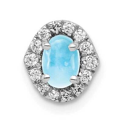 Cabochon .73 Blue Topaz Pendant 14k White Gold Diamond PM4035-BT-012-WA, MPN: PM4035-BT-012-WA, 883…