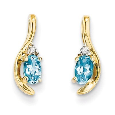 Diamond &amp; Blue Topaz Earrings 14k Gold XBS434, MPN: XBS434, 883957484709