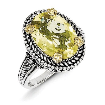 Lemon Quartz Ring Sterling Silver &amp; 14k Gold QTC217-6