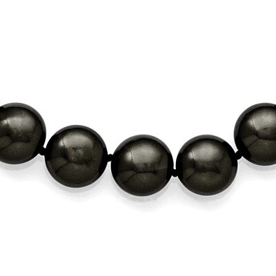 14-15Mm Coin Black Shell Bead with CZ Clasp Necklace Sterling Silver QMJNC14B-18, MPN: QMJNC14B-18,…