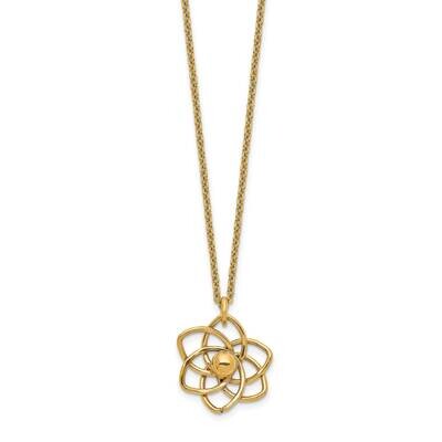 Flower with 2 In Extender Necklace 14k Polished Gold SF2665-17, MPN: SF2665-17, 191101982064