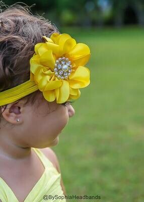 Baby Headband Headwrap Yellow Baby Headband Baby Flower Headband Baby Girl Headband Big Flower Head…