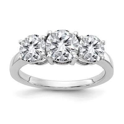 2 1/5ct. Three Stone G H I True Light Round Moissanite Ring 14k White Gold RM3554E-225-WMT, MPN: RM…