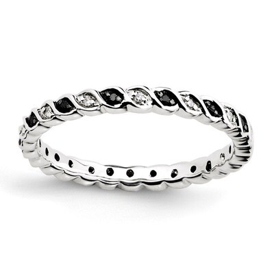 Black &amp; White Diamond Ring - Sterling Silver QSK1051, MPN: QSK1051, 886774202549