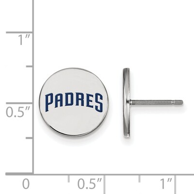 MLB San Diego Padres Small Enamel Disc Earrings Sterling Silver Rhodium-plated SS027PAD, MPN: SS027…