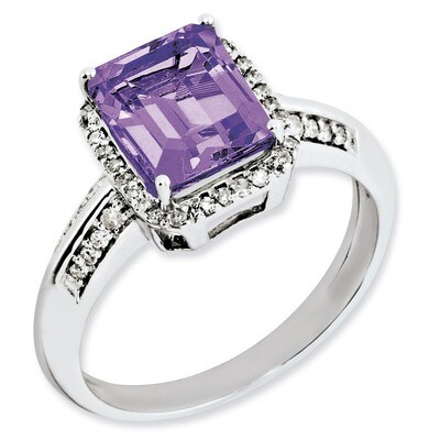 Amethyst &amp; Diamond Ring Sterling Silver QR3052AM, MPN: QR3052AM, 883957634302
