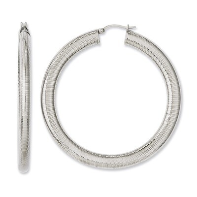 Textured Hollow Hoop Earrings - Stainless Steel SRE659 by Chisel, MPN: SRE659, 191101075957