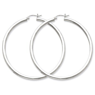 3mm Round Hoop Earrings Sterling Silver Rhodium-plated QE4398, MPN: QE4398, 883957930183