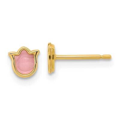 Pink Enamel Flower Post Earrings 14k Gold GK1134 by Madi K, MPN: GK1134, 883957975115