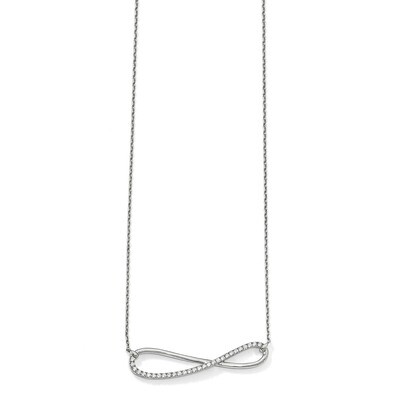 Polished Necklace Sterling Silver CZ Engravable QG4170-18.5, MPN: QG4170-18.5, 886774088259